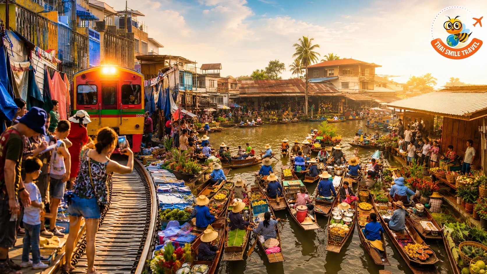 Maeklong Railway Market & Floating Market at Thai Smile Travels